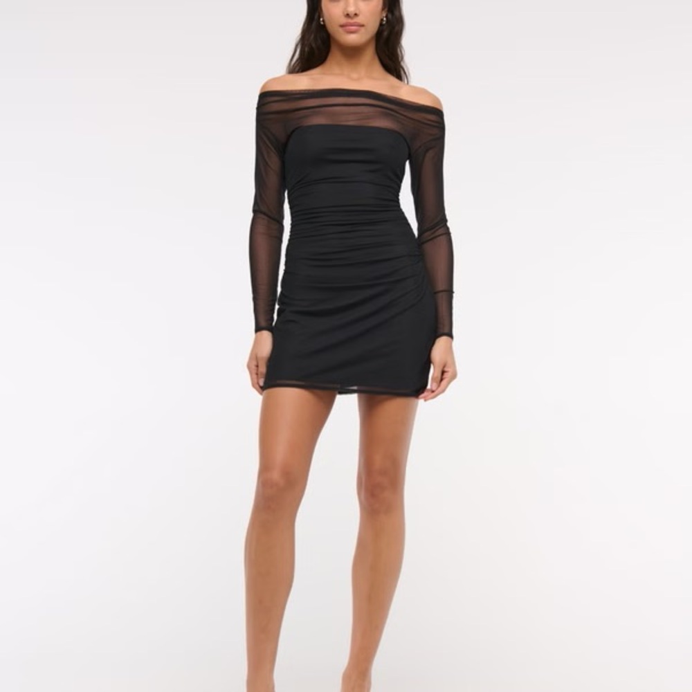 Abercrombie & Fitch Black Mesh Sleeve Mini Dress